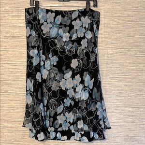 Dressbarn Blue A-Line Midi Skirt with Sheer Overlay – Size 16W (725)